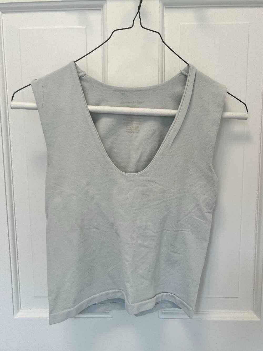 Free People Tank Top M/L Blue Coquette Nylon Minimalist Built-in Bra Layering